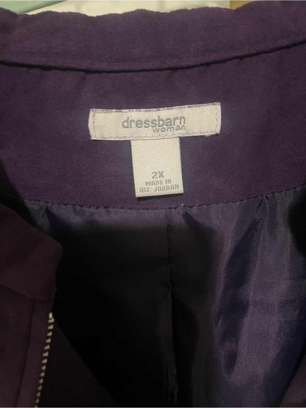 dressbarn Deep Purple Zip-Front Bomber Jacket - Picture 3 of 6
